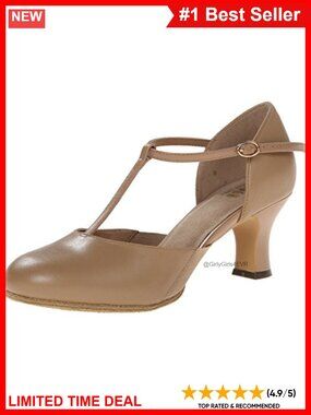 Leather Character Shoe Split Flex T-Bar Strap Dance Heel